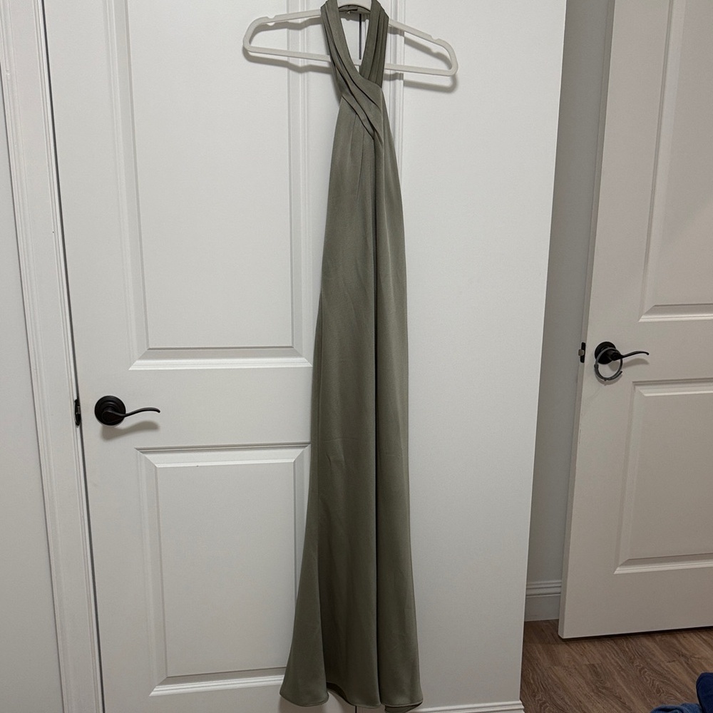 BHLDN Green Halter Sleeveless Gown